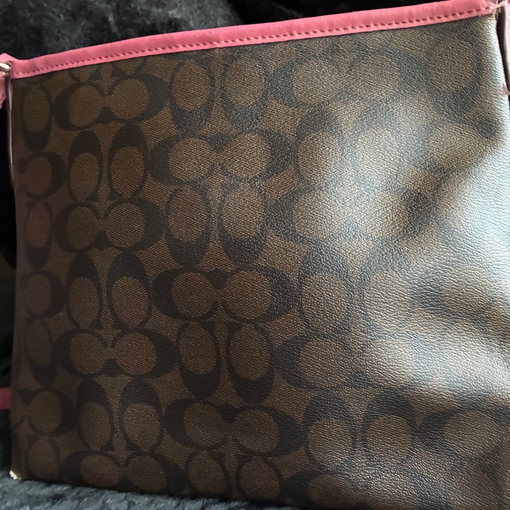 Coach Signature Brown and Pink Crossbody Bag - Picture 8 of 14